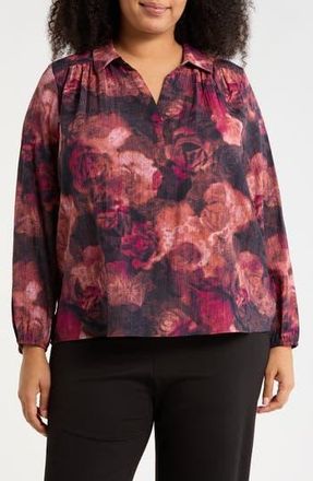 Daniel Rainn Textured Split Neck Top in Wine at Nordstrom Rack, Size 2X
