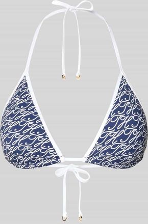 Tommy Hilfiger Neckholder Bikini-Oberteil mit Label-Print in Dunkelblau, Gr&ouml;&szlig;e XL