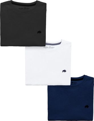 Raging Bull Mens Classic Organic Cotton T-Shirt (Pack of 3) (XXL) (Black/White/Navy)