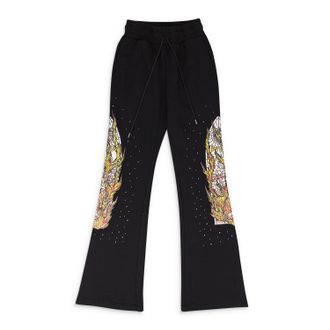 Who Decides War by Ev Bravado BLACK FLAME GLASS SWEATPANTS