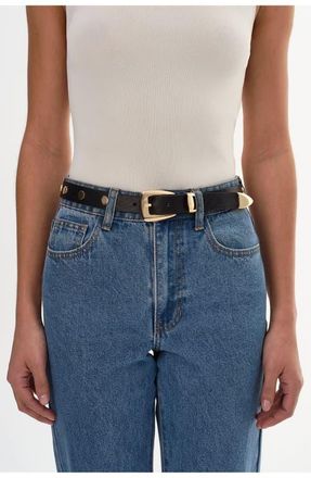 LaMarque Hamptons | Leather Belt in Black at Nordstrom, Size X-Small