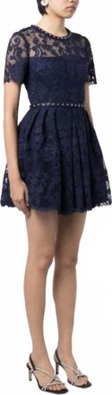 Self Portrait Lace Mini Dress In Navy
