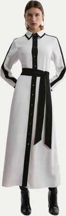 Karen Millen Petite Belted Midi Shirt Dress in Ivory at Nordstrom, Size 4