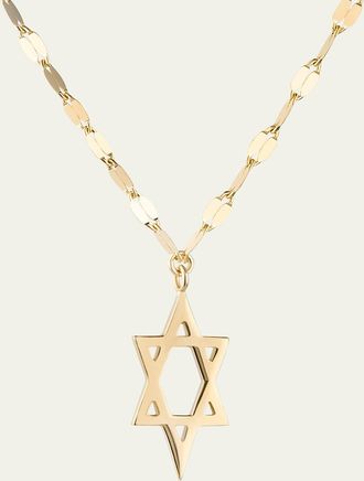 Lana Jewelry 14K Gold Star of David Charm Necklace with Jump Ring, 16-18L
