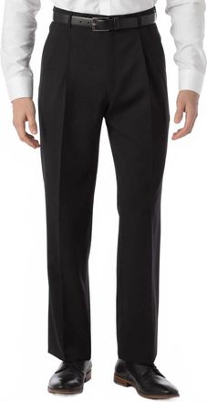 Ballin Manchester Pleated Super 120S Wool Gabardine Comfort Eze Trouser In Black