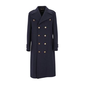 Dolce & Gabbana Dubbele Rij Woljas - Heren - Mantel - Blauw - L - Wol - Jassen