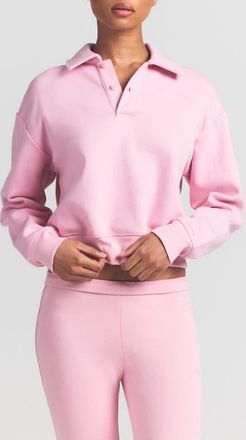 SKIMS Cotton Fleece Blend Polo Sweatshirt in Halite at Nordstrom, Size Xx-Small
