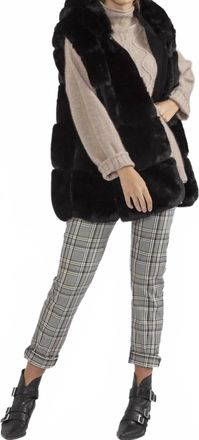 JayLey Luxury Faux Fur Hooded Vest In Black