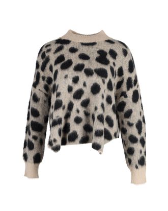 HUGO BOSS Womens Hugo Fellyna Jacquard Animal Print Sweater in Beige and Black Nylon - Size 8 UK