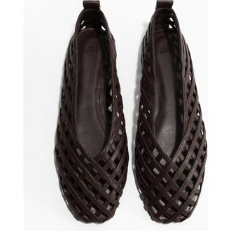 H&M Braided-look Ballet Flats in Dark Brown at Nordstrom, Size 11