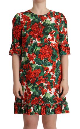 Dolce & Gabbana Dames Multikleuren Rode Bloemen Shift Gown Jurk