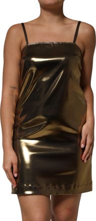 Dolce & Gabbana Womens Metallic Gold Sleeveless A-Line Mini Dress Nylon Elastane