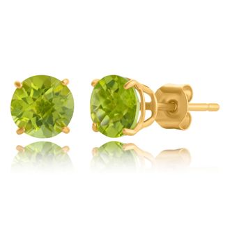 MAX + STONE 10k Yellow or White Gold 6mm Round Checkerboard Cut Gemstone Stud Earrings