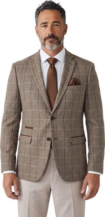 PAUL ANDREW Harris Brown Tweed Check Blazer with Stone Waistcoat and Trousers