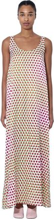 Dries Van Noten Draz Polka-Dot Zijden Maxjurk - Dames - Maxi kleedjes - Beige - 2XS - Kleedjes