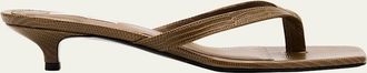 Toteme Lizard-Embossed Leather Flip Flop Sandals