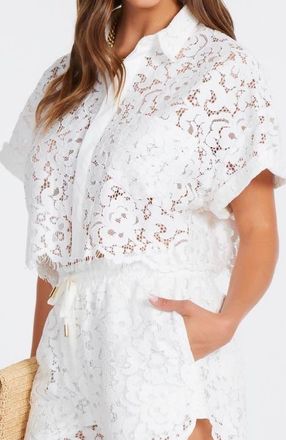 Bishop + Young Josephine Lace Top in Salt at Nordstrom, Size Medium