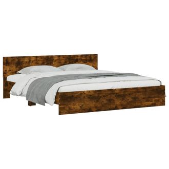 vidaXL Estructura De Cama Con Cabecero Roble Ahumado 180x200 Cm Vidaxl
