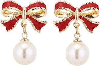 Generic Pearl Drop Earrings For Women,Butterfly Earrings Dangle,925 Silver Retro Red Drop Pearl Earrings,Crystal Diamond Earrings,Hypoallergenic Sterling Silv