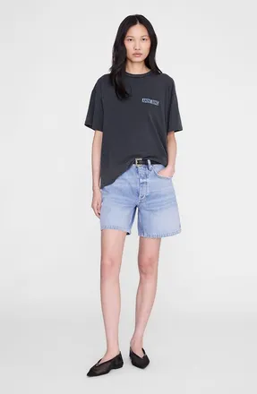 Anine Bing Cade Tee Palm in Washed Black at Nordstrom, Size X-Small