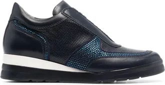 Baldinini crystal-embellished low-top sneakers - women - Leather - 35 - Blue