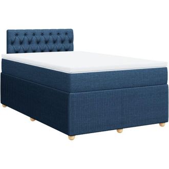 vidaXL Cama Box Spring Con Colch&oacute;n Tela Azul 120x190 Cm Vidaxl