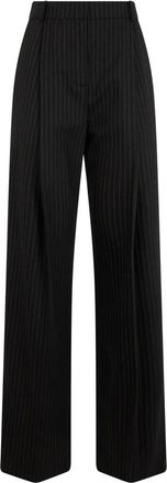 Elisabetta Franchi Pantalones Anchos Rayados - Trousers - Mujer - Negro - XS