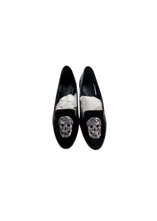 Alexander McQueen Black patent sequin skull loafers Size 36.5