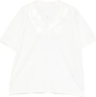 Maison Margiela Polo shirt met tape - Heren - Polos - Wit - L - Katoen - Tops