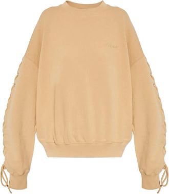 Rotate lace-up sweatshirt - women - Organic Cotton - M - Neutrals