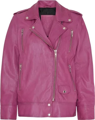 Notyz Notyz - Leren Bikerjack - Dames - Jassen - Roze - Maat: S Leer