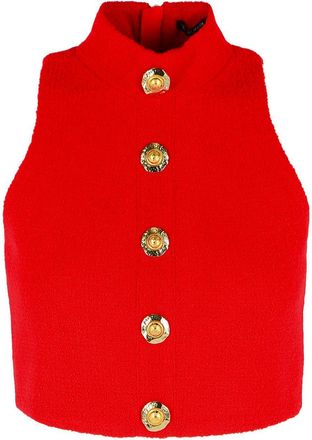 Balmain Red Virgin Wool Top