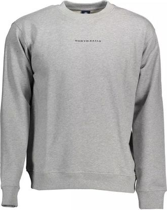 North Sails Mens Crew Neck Sweatshirt Minimalist Style - Grey Cotton - Size X-Large