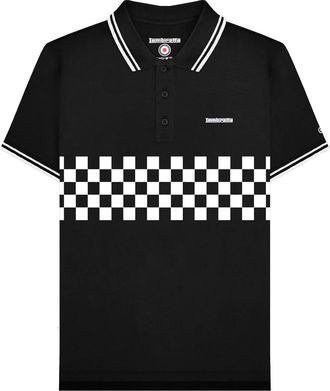 Lambretta Heren SS25 Tweekleurig Gestipt Poloshirt (Zwart, Wit)