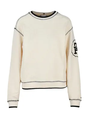 Tommy Hilfiger Cream Cotton Cropped Sweatshirt