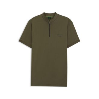 BOSS Porsche x zipper-neck polo shirt in cotton