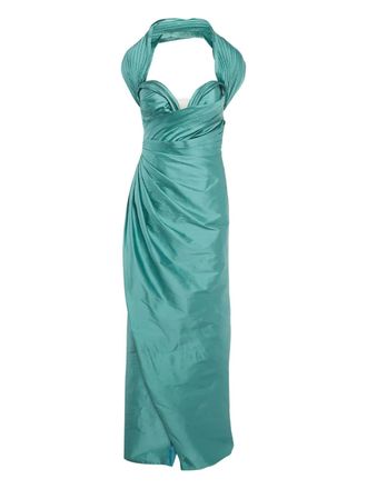 Tarik Ediz draped maxi dress - women - Polyester - L - Green