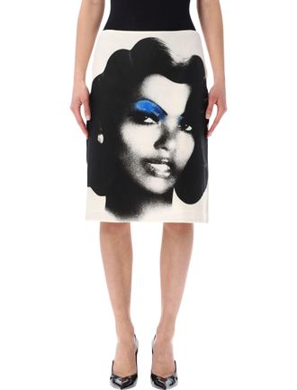 Versace The Valentine Popeline Silk Midi Skirt