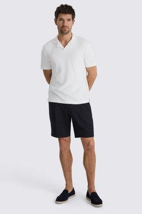 Moss Navy Wool Pleated Short