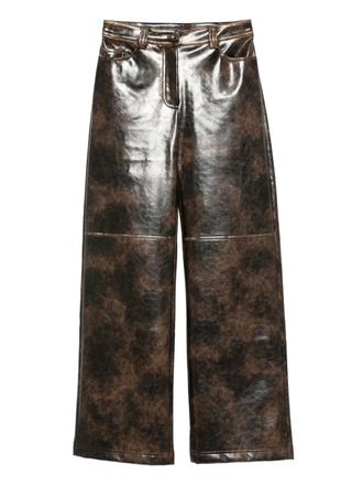 Patrizia Pepe coated-fabric printed trousers - Brown