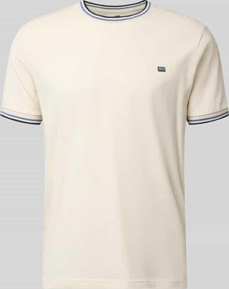 Christian Berg T-Shirt mit Kontraststreifen und Rundhalsausschnitt in Metallic Beige, Gr&ouml;&szlig;e 3XL