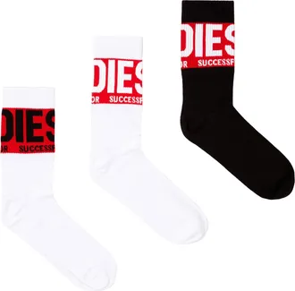 Diesel Three-pack of socks with logo cuffs - Socks - Man - Multicolor