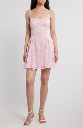 All in Favor Eyelet Lace Fit & Flare Party Dress in Pink at Nordstrom, Size X-Small