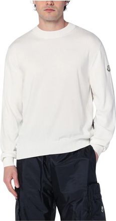 Moncler Grijze Sweater met Girocollo Halslijn - Heren - Ronde hals truien - Grijs - S - Truien & Vesten