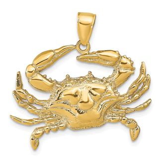Diamond2Deal 10k Yellow Gold Blue Crab Pendant