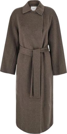 Mauro Grifoni Lange Mouwen Jas - Dames - Jas met riem - Bruin - 2XS - Wol - Jassen