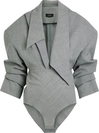 A.W.A.K.E Mode Blazer-effect Woven Bodysuit - Grey - 34 (UK6 / XS)