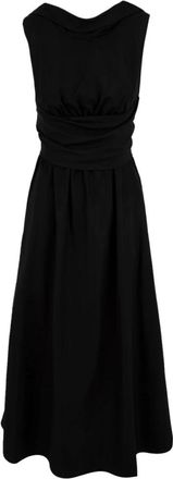 Aspesi Elegante Zwarte Jurk Model 2905 - Dames - Maxi kleedjes - Zwart - L - Polyester - Kleedjes