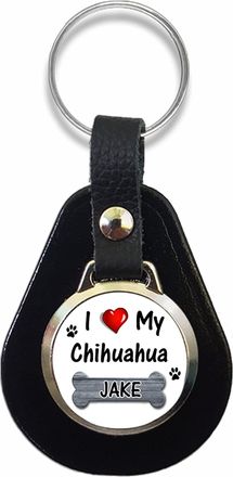 Generic Personalised I Love My Chihuahua Keyring Dog Key Fob Birthday Gift R127, Black, 6cm