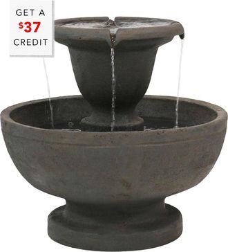 Sunnydaze Streaming Falls 2-Tier Outdoor Water Fountain Garden Feature With $37 Credit